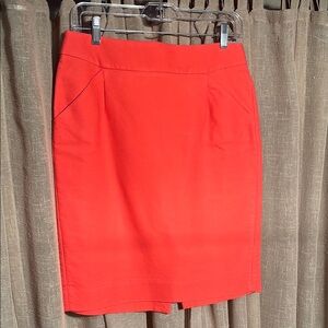 J. Crew Vibrant Coral all Cotton Pencil Skirt